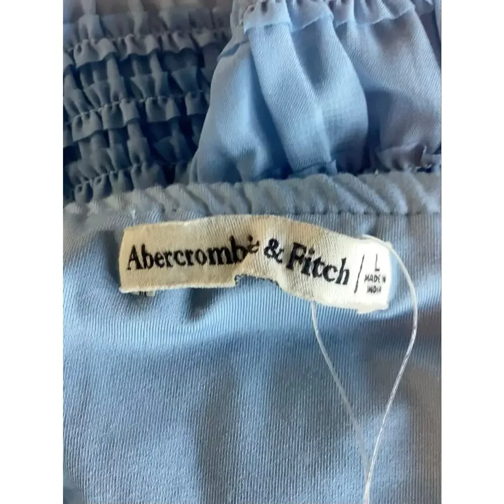 New Abercrombie & Fitch Women's Halter Ruched Maxi Dress Dress Blue Size Large